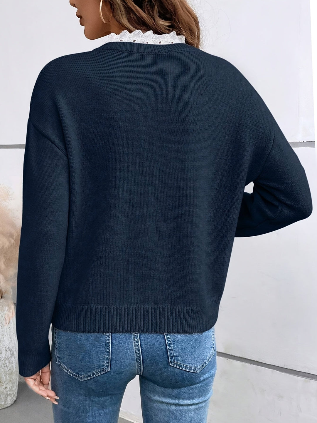 Maglione Donna Scollo a V Maniche Lunghe Casual