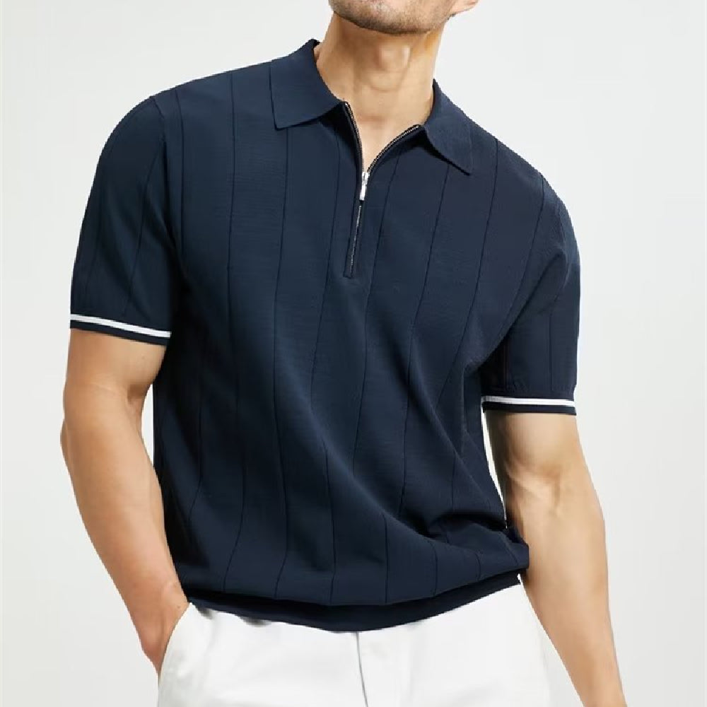 Polo Uomo Cotone Manica Corta Collo con Cerniera - Vesarelli
