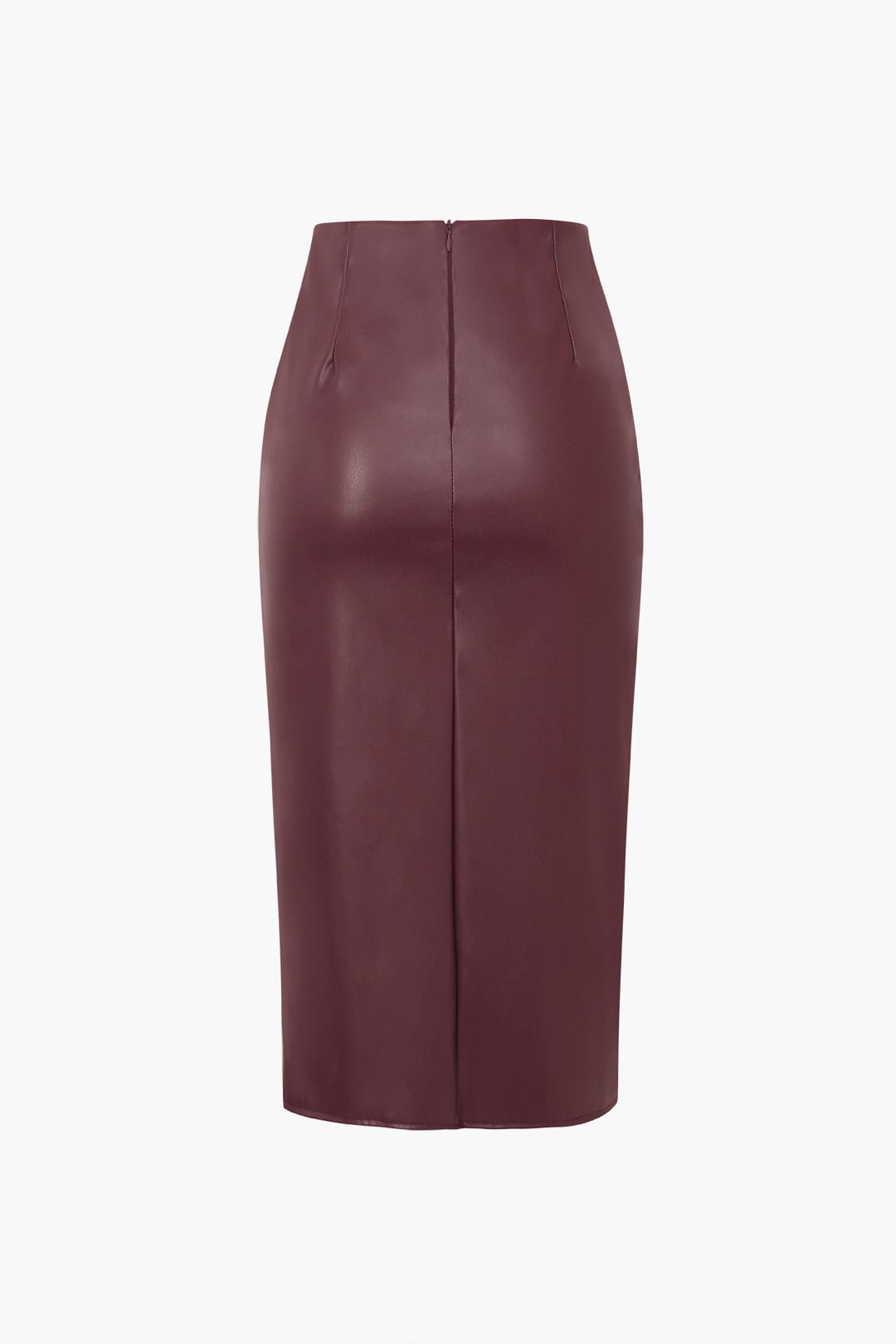 Gonna Midi Donna in Similpelle Aderente Asimmetrica Intrecciata