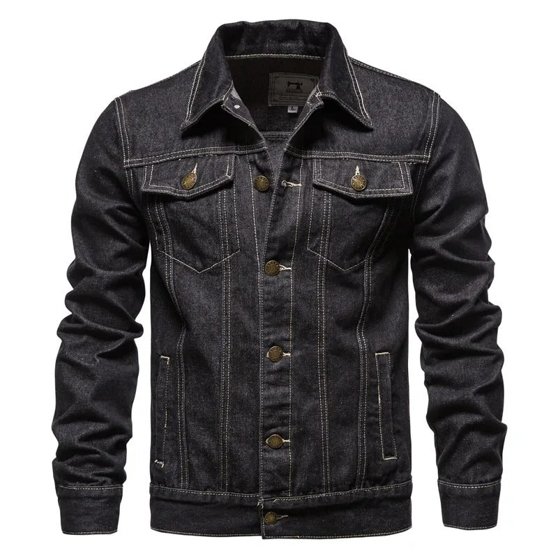 Giacca Uomo Denim Casual Vestibilità Comoda