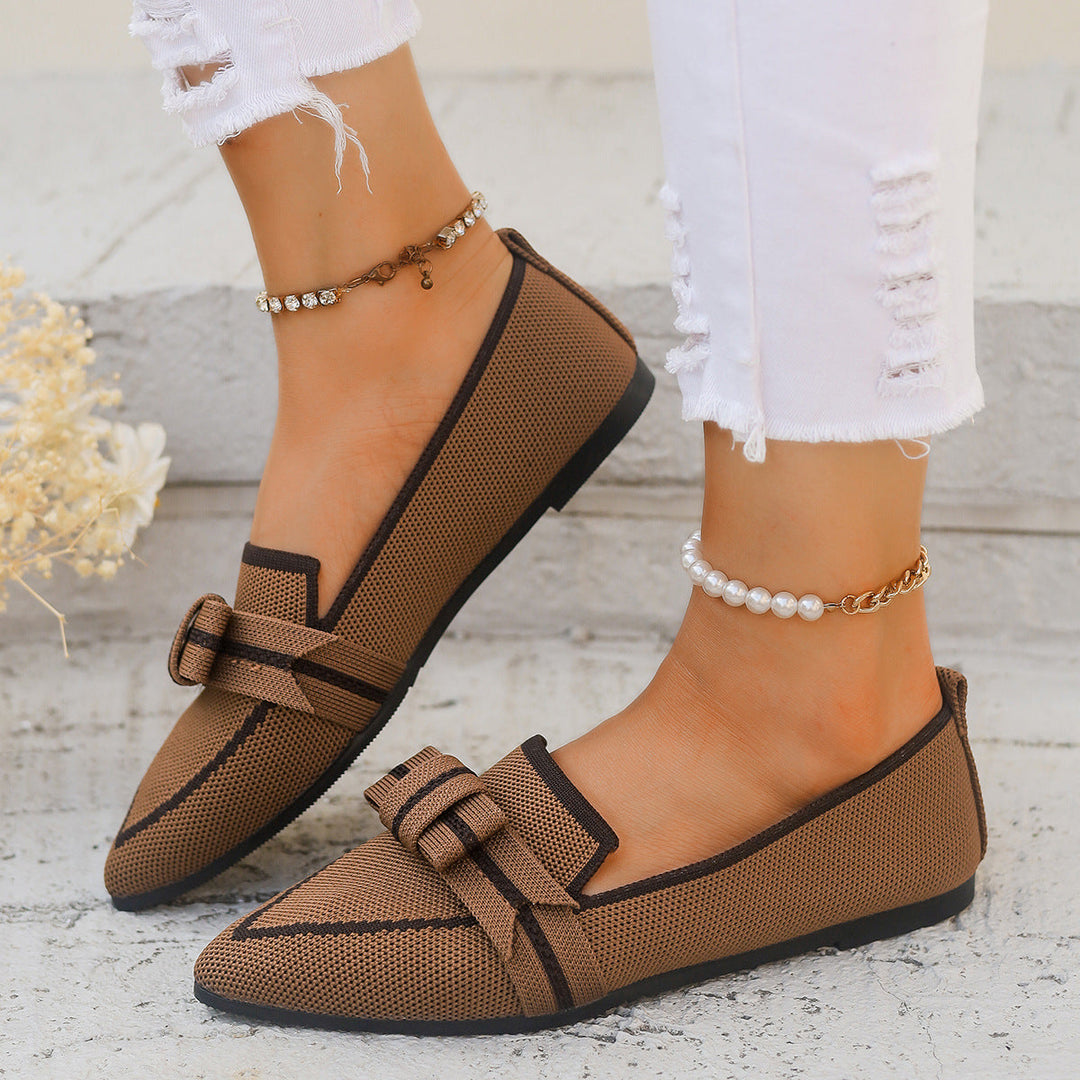Ballerine Donna in Pelle con Fiocco Tacco Basso