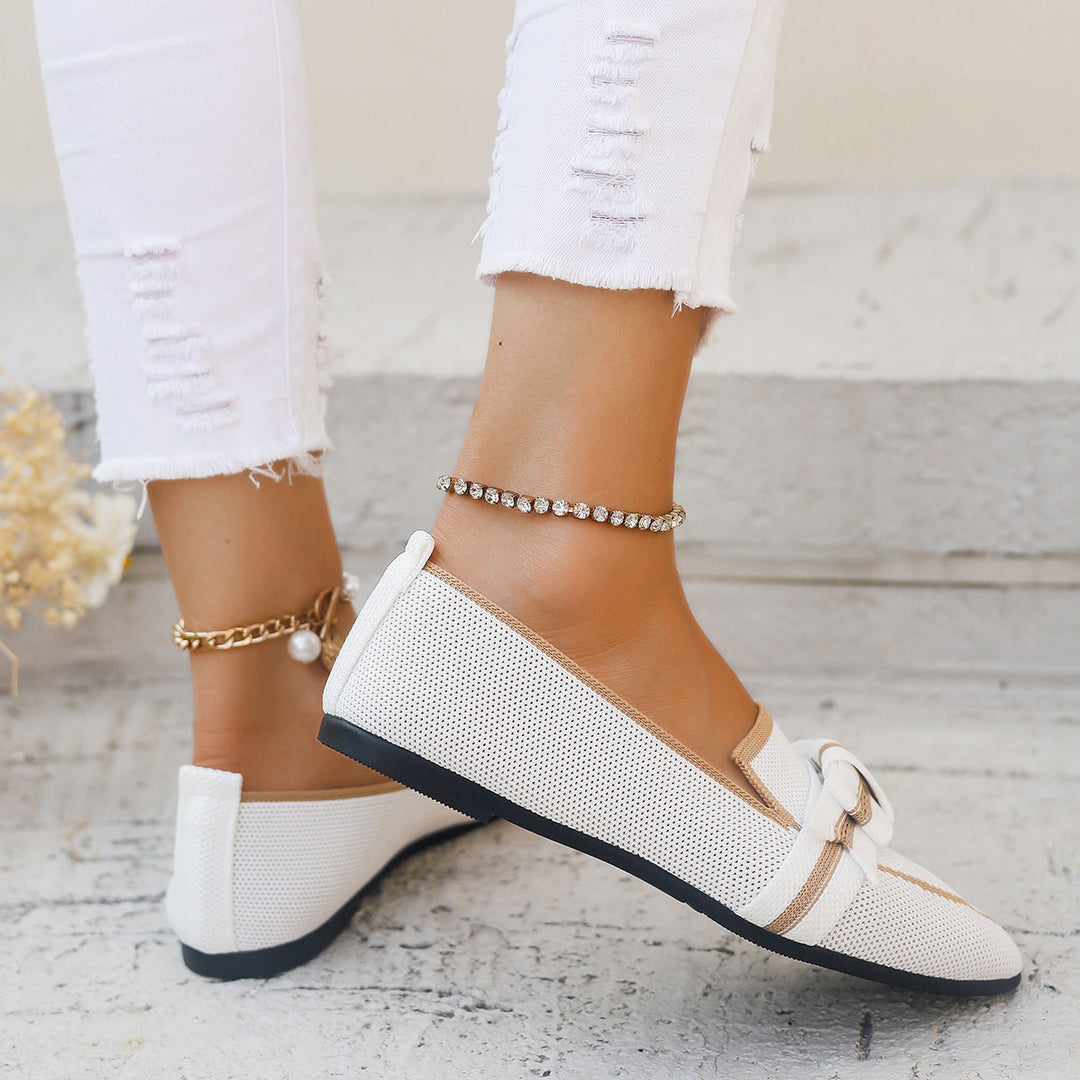 Ballerine Donna in Pelle con Fiocco Tacco Basso