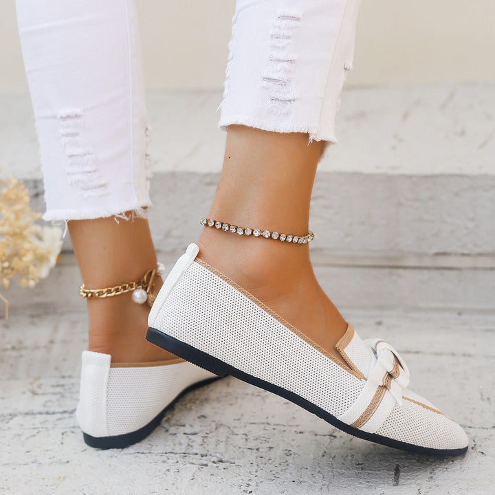 Ballerine Donna in Pelle con Fiocco Tacco Basso