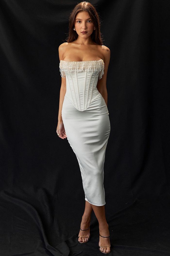 Abito Lungo Donna Senza Spalline Elegante