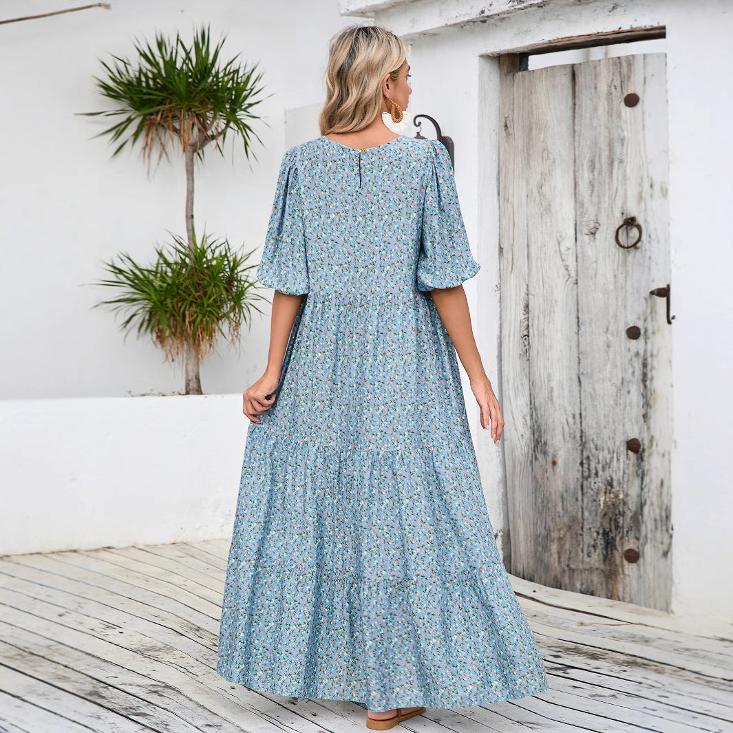 Abito lungo donna in cotone stile boho chic