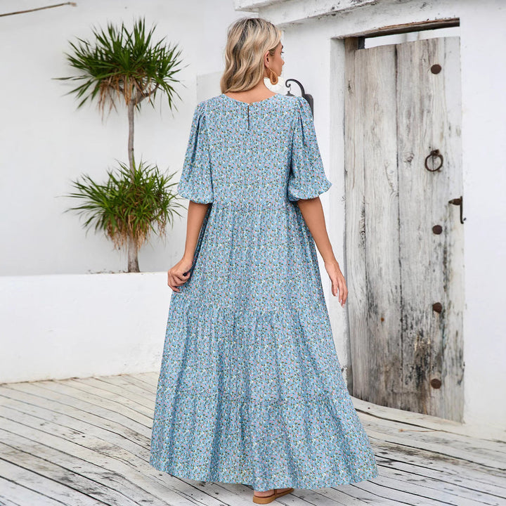 Abito lungo donna in cotone stile boho chic