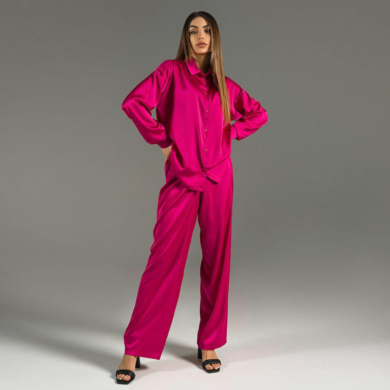 Completo Donna in Raso e Pantaloni Elegante