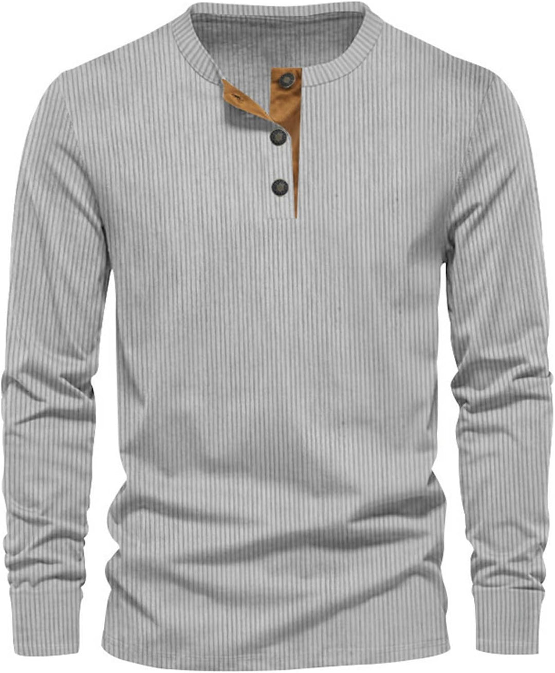 T-shirt Uomo Maniche Lunghe Cotone Coste Girocollo Casual