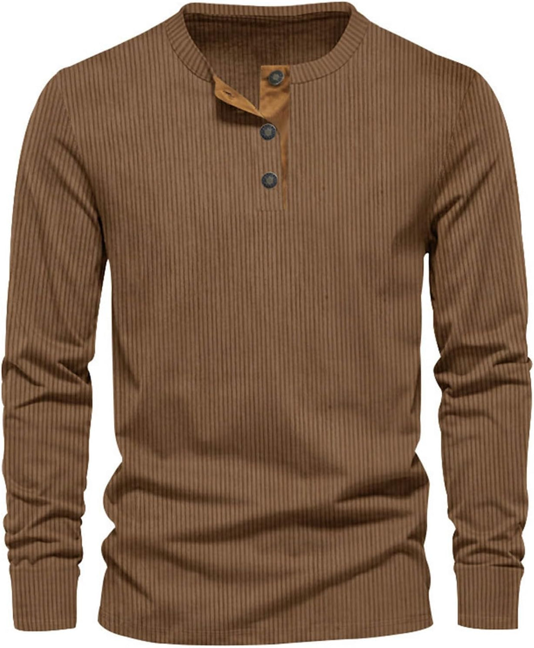 T-shirt Uomo Maniche Lunghe Cotone Coste Girocollo Casual