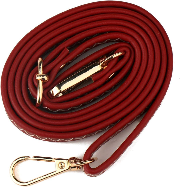 Cinturino borsa in pelle rossa con fibbie dorate, accessorio moda elegante, ricambio tracolla regolabile per borse a tracolla e a mano.
