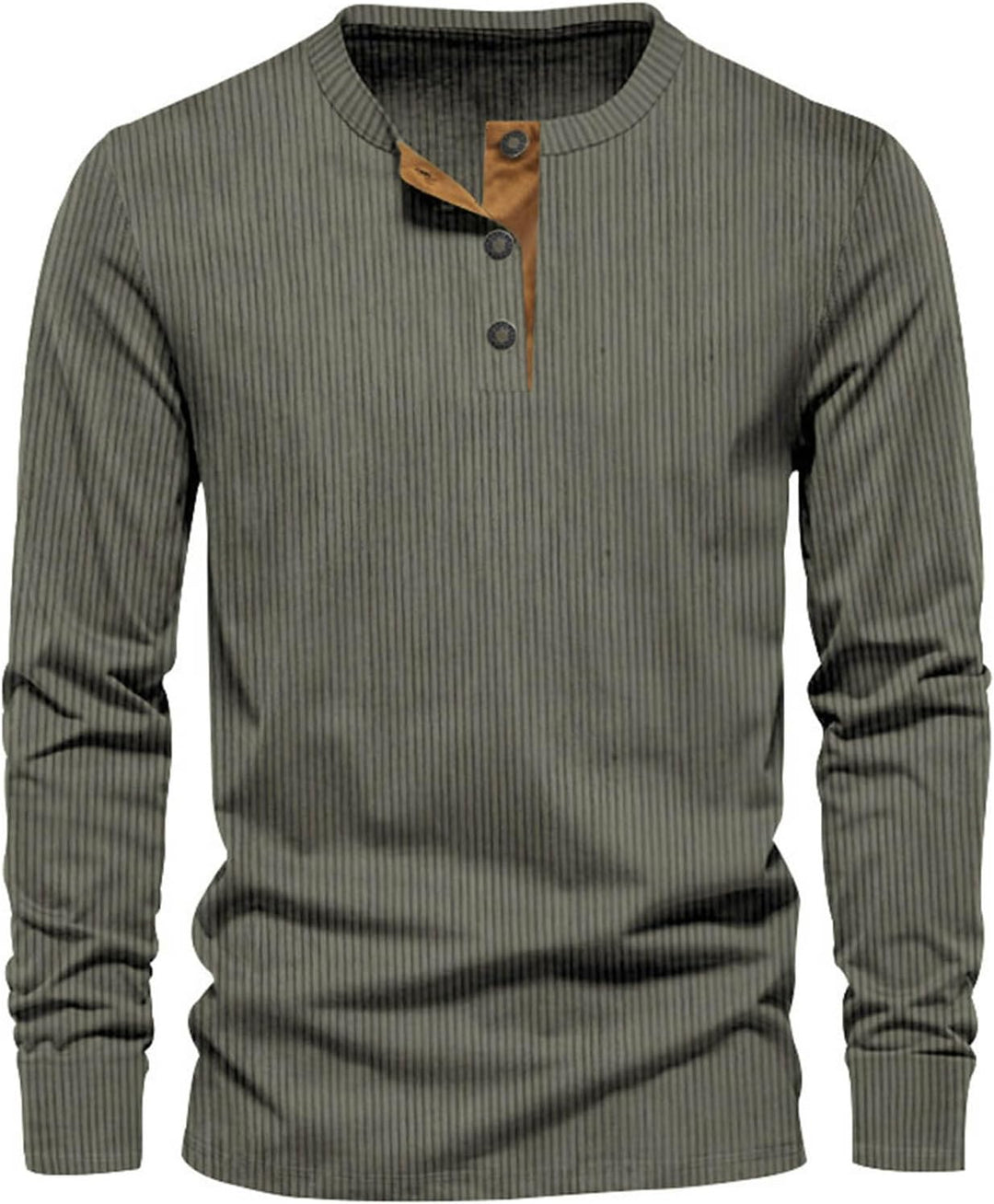 T-shirt Uomo Maniche Lunghe Cotone Coste Girocollo Casual