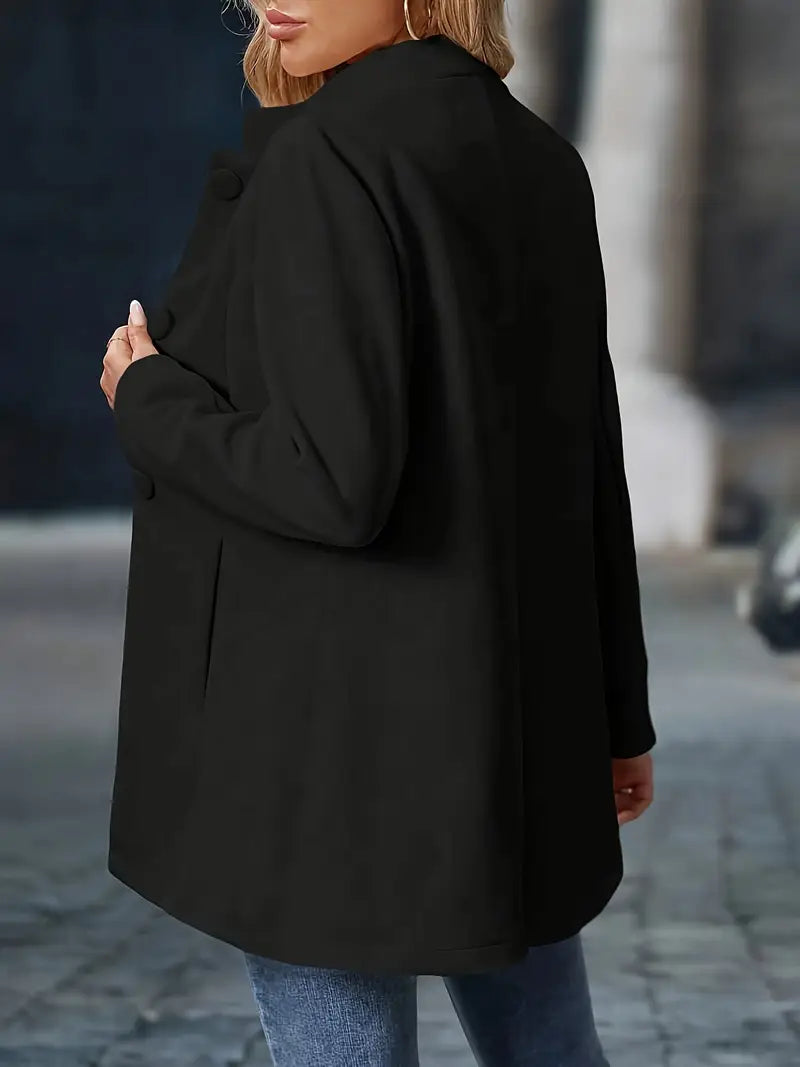 Cappotto Invernale Donna Media Lunghezza Collo Alto Bottoni