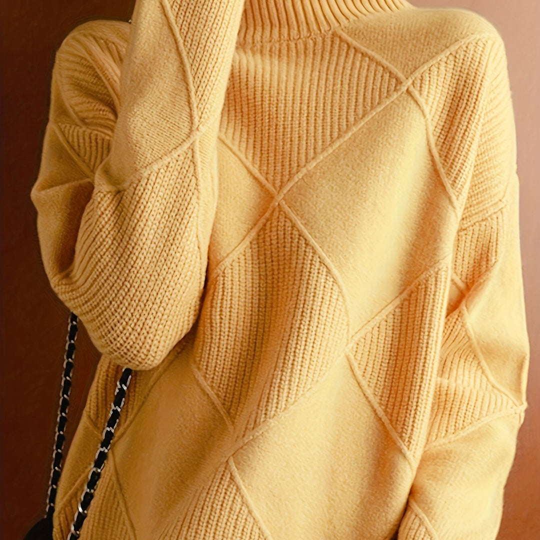 Maglione Donna Lavorato a Maglia Collo Alto