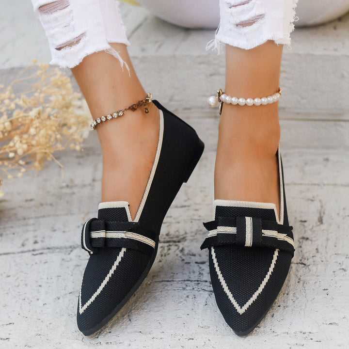 Ballerine Donna in Pelle con Fiocco Tacco Basso