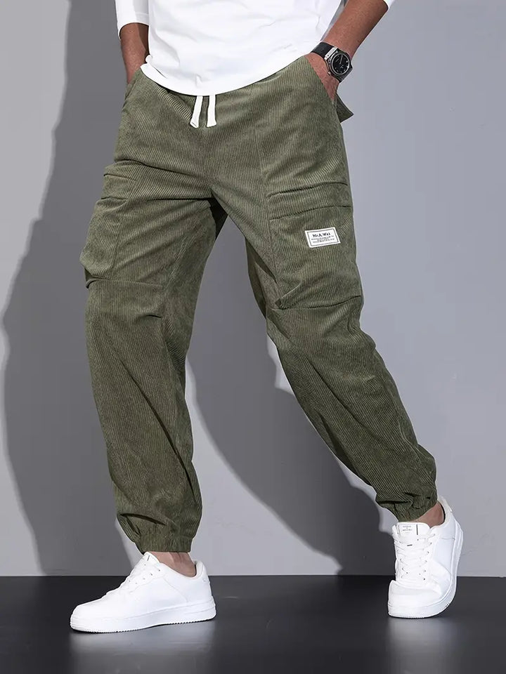 Pantaloni Cargo Uomo Velluto a Coste Slim Fit