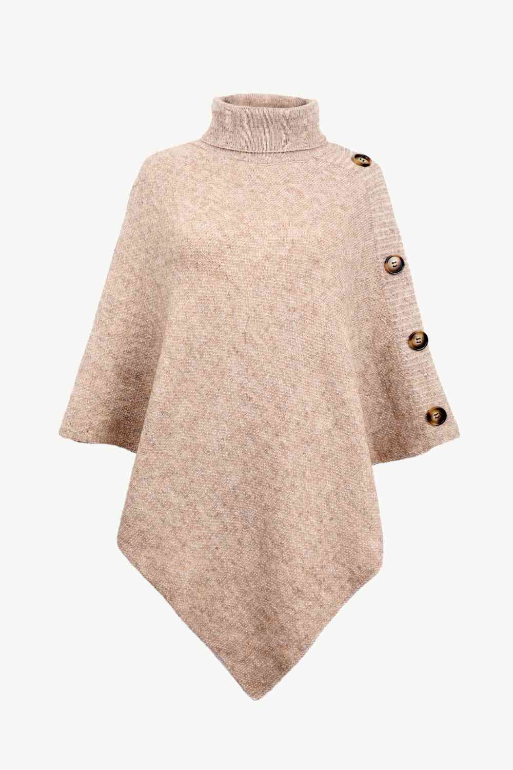 Maglione Poncho Donna in Maglia Collo Alto Elegante