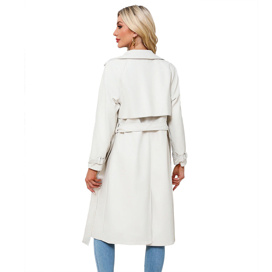 Trench lungo Donna con Revers Larghi e Cintura Elegante