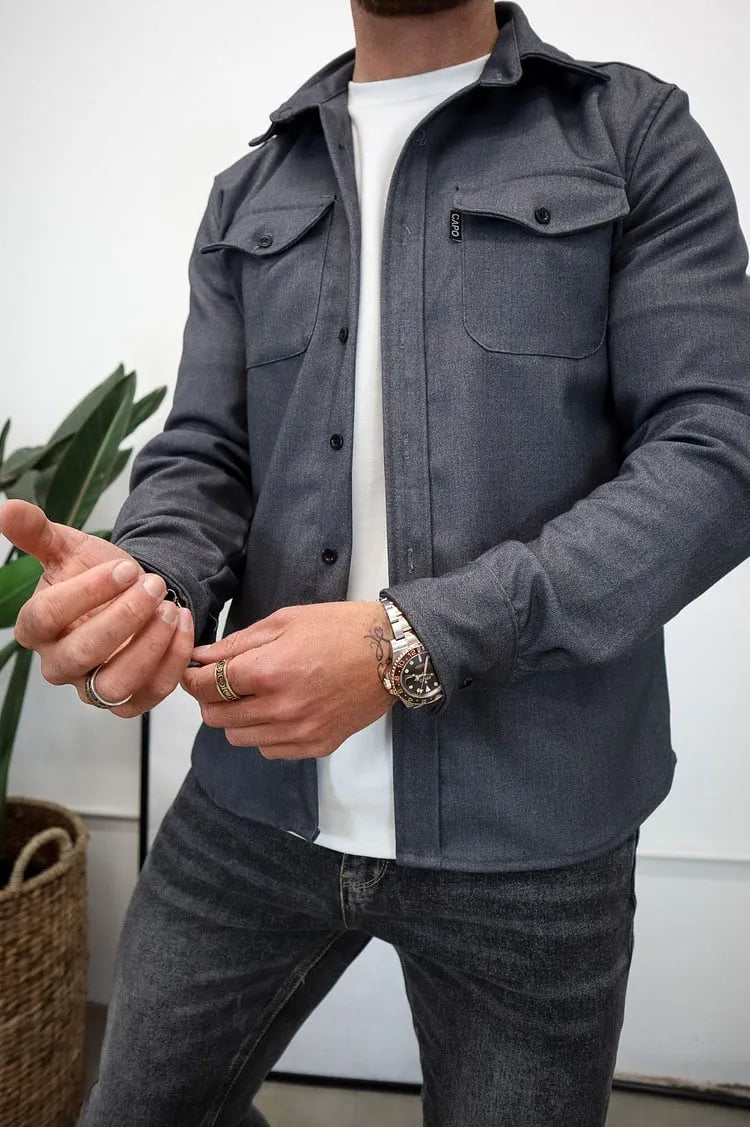 Camicia Uomo Bottoni Eleganti Tessuto Morbido Classica