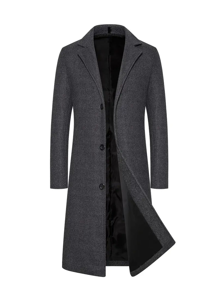 Cappotto Uomo Lungo Monopetto Tessuto Caldo Aderente