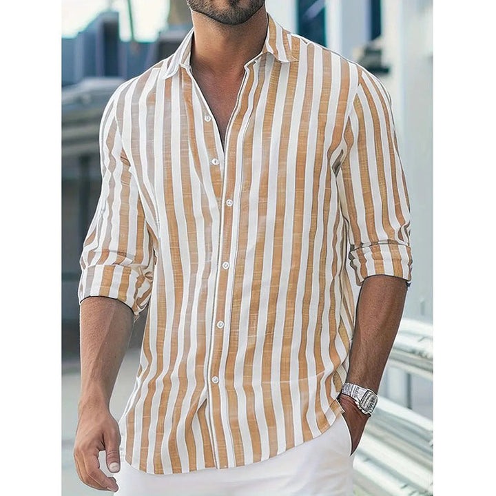 Camicia Uomo in Cotone a Righe Manica Lunga Casual