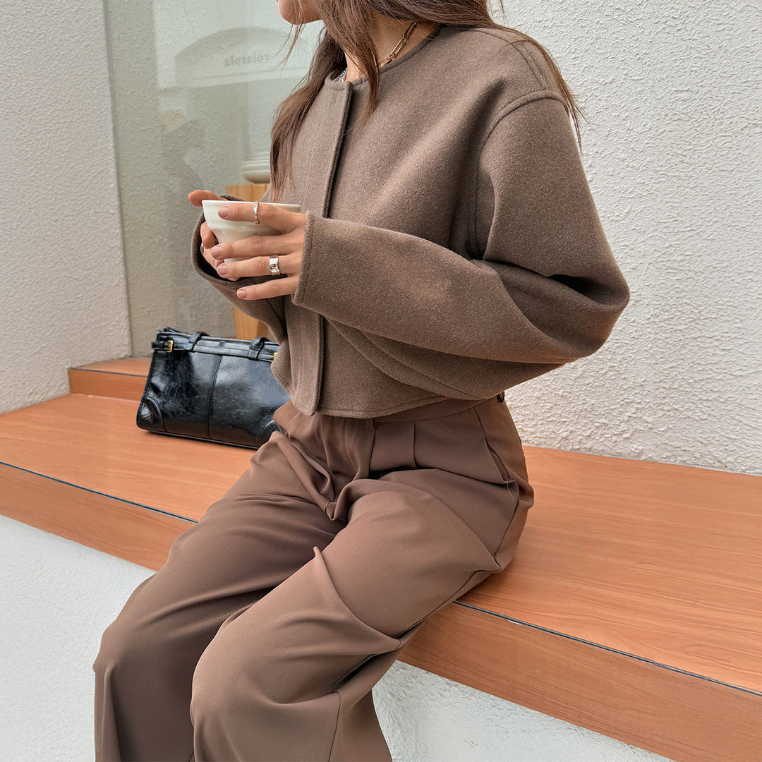 Giacca Corta Donna in Misto Lana Maniche Lunghe