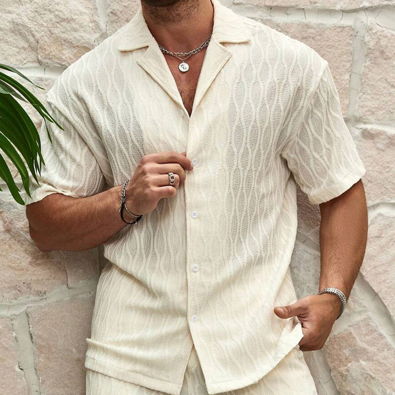 Completo Uomo Camicia e Shorts Cotone Estivo Casual
