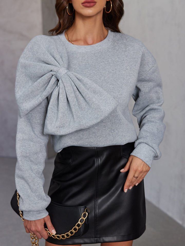Maglione Donna in Maglia con Fiocco Maniche Lunghe Morbido