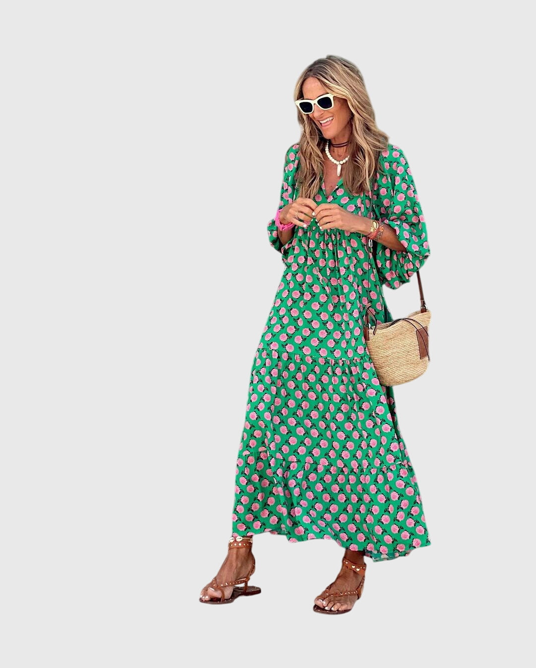 Abito Maxi Donna Linea Libera Stile Boho Romantico
