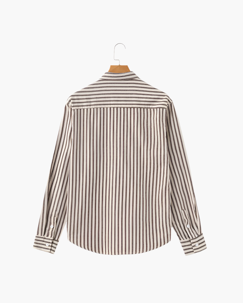 Camicia Uomo Misto Cotone Righe Verticali Stile Elegante