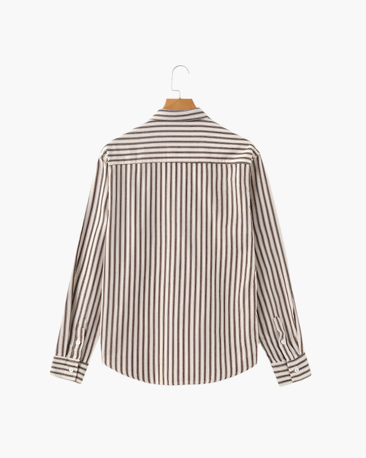 Camicia Uomo Misto Cotone Righe Verticali Stile Elegante