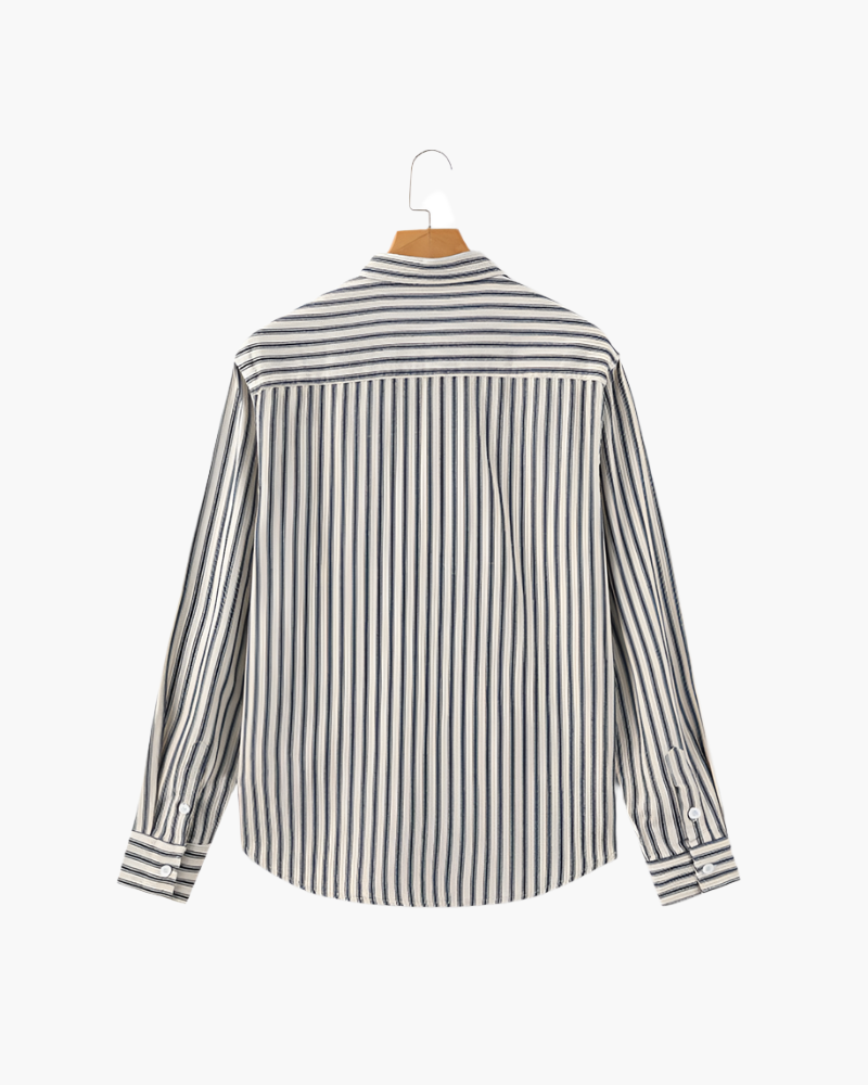 Camicia Uomo Misto Cotone Righe Verticali Stile Elegante