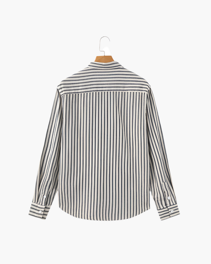 Camicia Uomo Misto Cotone Righe Verticali Stile Elegante