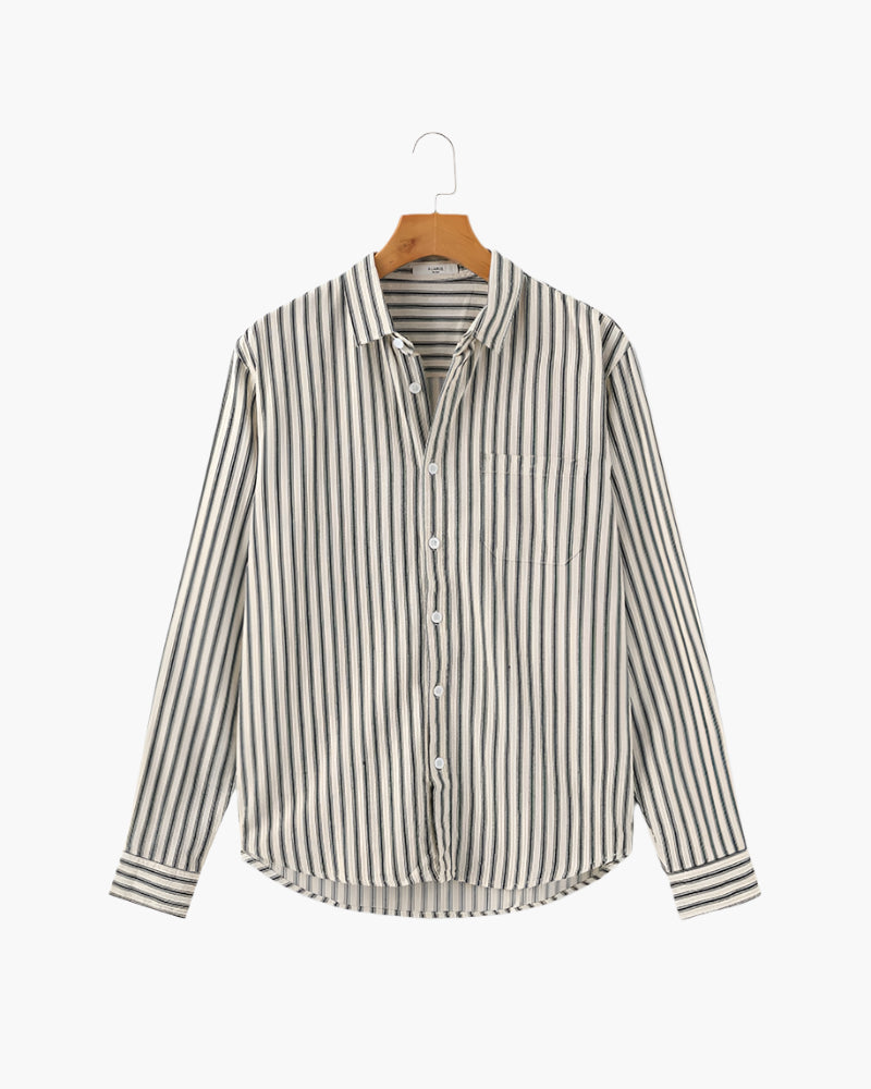 Camicia Uomo Misto Cotone Righe Verticali Stile Elegante