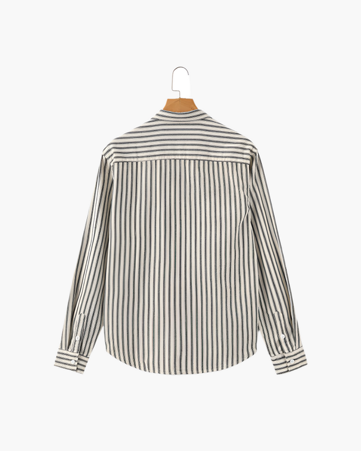 Camicia Uomo Misto Cotone Righe Verticali Stile Elegante