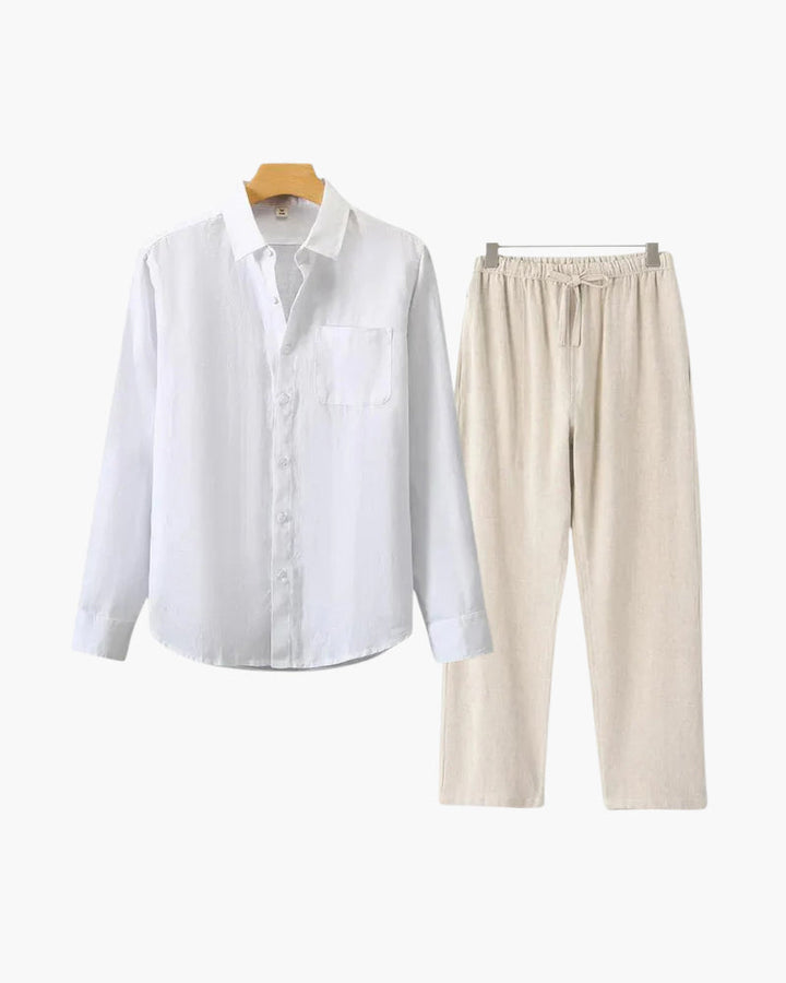 Completo Uomo Lino Maniche Lunghe Estivo Classico