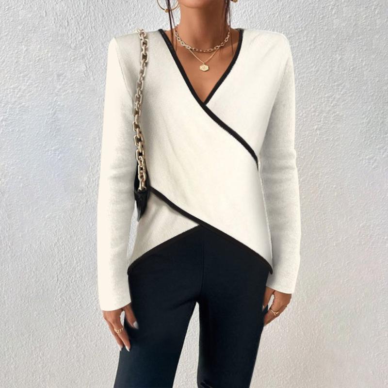 Maglione Donna Incrociato con Finiture a Contrasto - Vesarelli