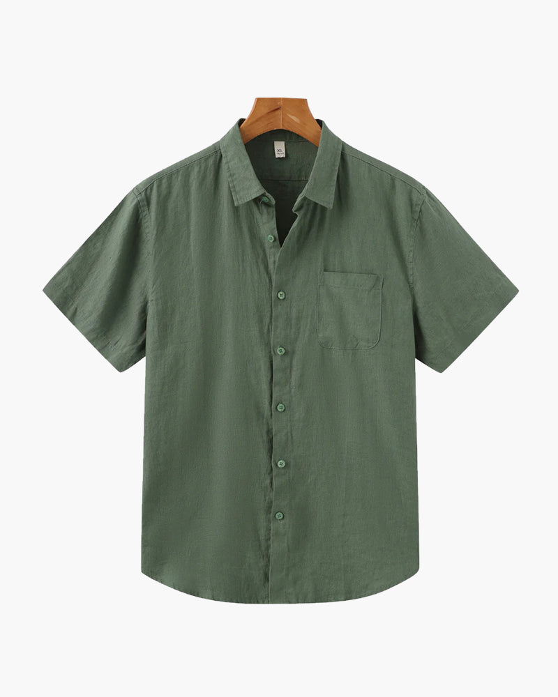 Camicia Uomo in Lino Manica Corta Traspirante
