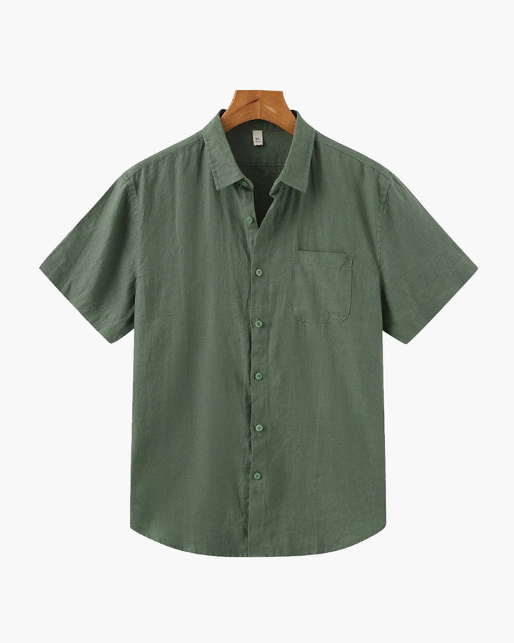 Camicia Uomo in Lino Manica Corta Traspirante