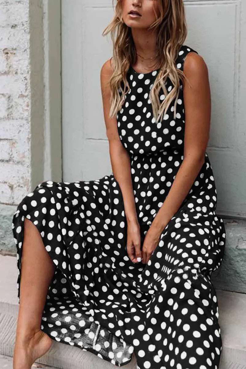 Abito Maxi Donna Stile Vintage Tessuto Leggero Estivo