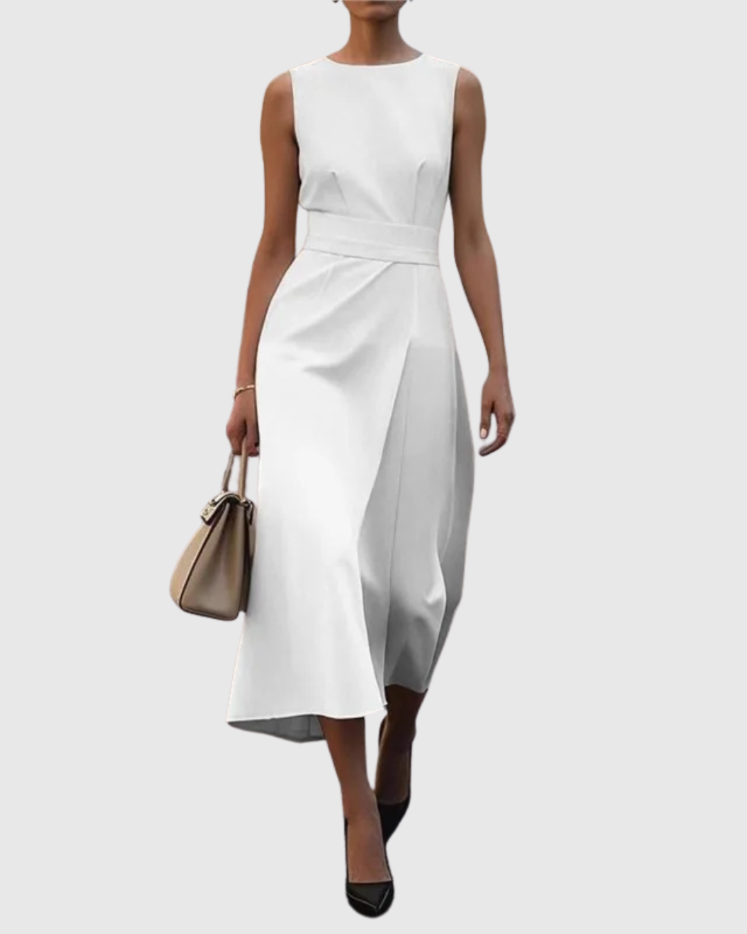 Abito Donna Elegante Collo Rotondo Linea Pulita Vestibilità Classica