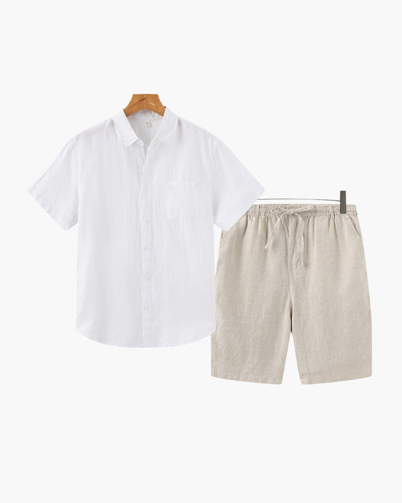 Completo Estivo Uomo Camicia e Pantaloni Corti in Lino