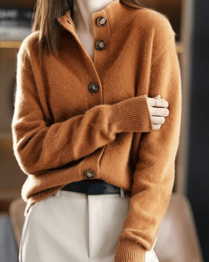 Cardigan Donna Misto Lana Maglia Morbida Scollo a V Bottoni Frontali
