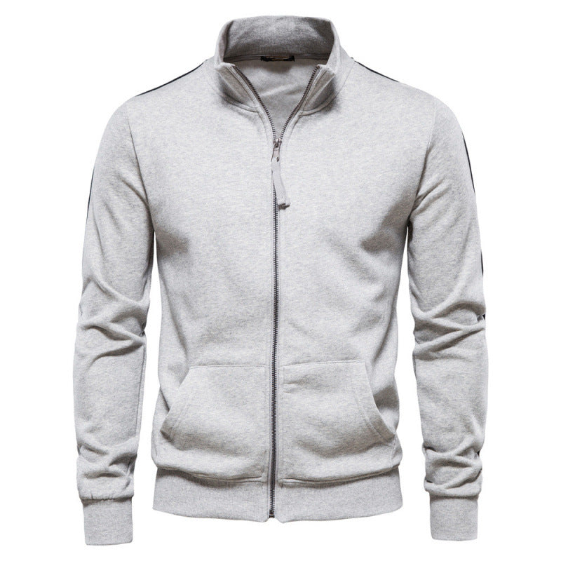 Felpa Uomo Casual Calda con Collo Alto Cerniera e Tasche