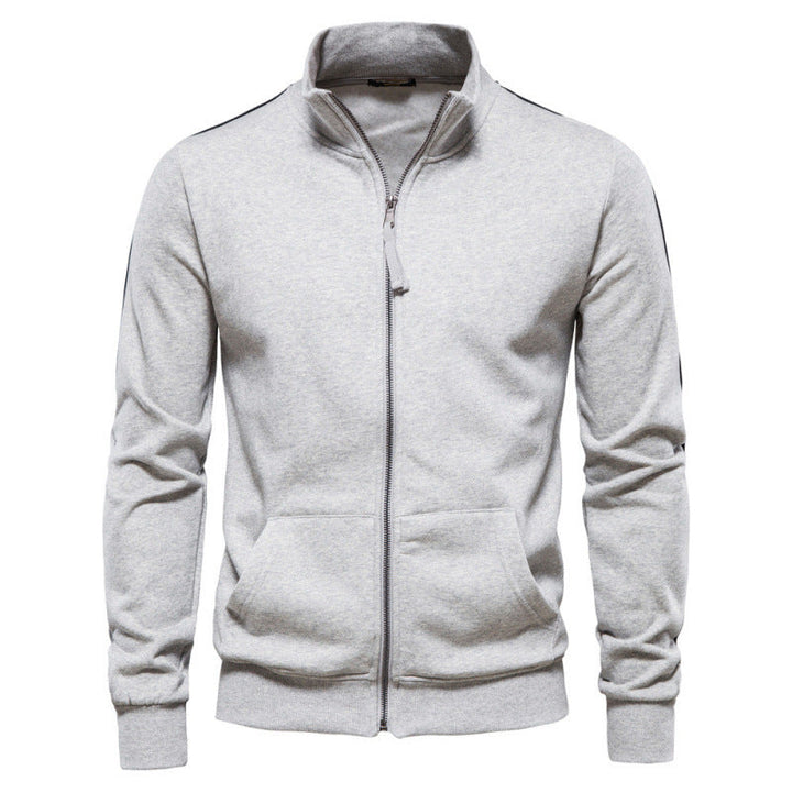 Felpa Uomo Casual Calda con Collo Alto Cerniera e Tasche