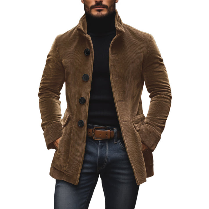 Cappotto Corto Uomo in Velluto a Coste Slim Fit Collo Alto