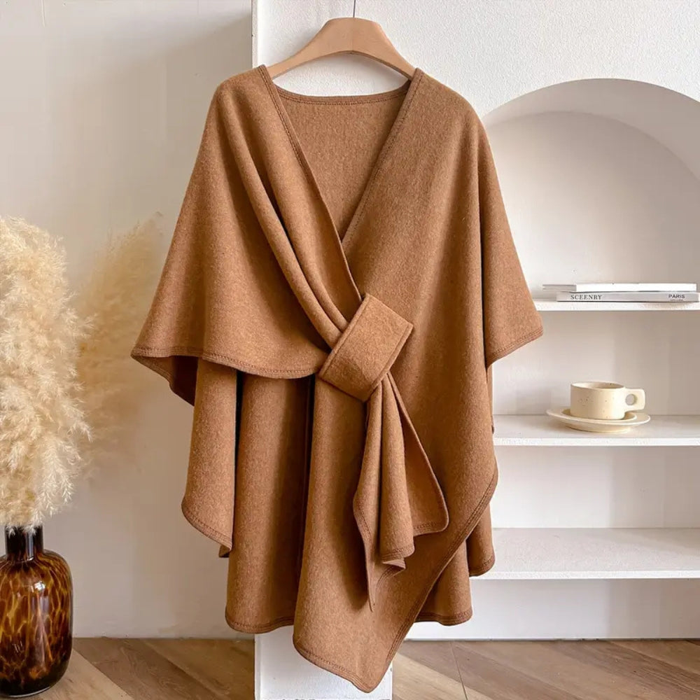 Cappotto Donna in Tessuto Antivento Mantella Oversize Manica Lunga