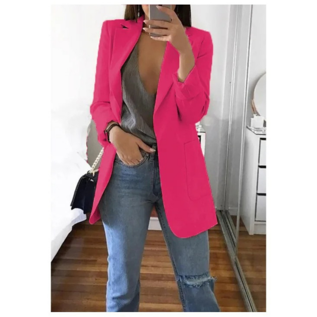 Blazer Lungo Donna Tessuto Elegante Classico