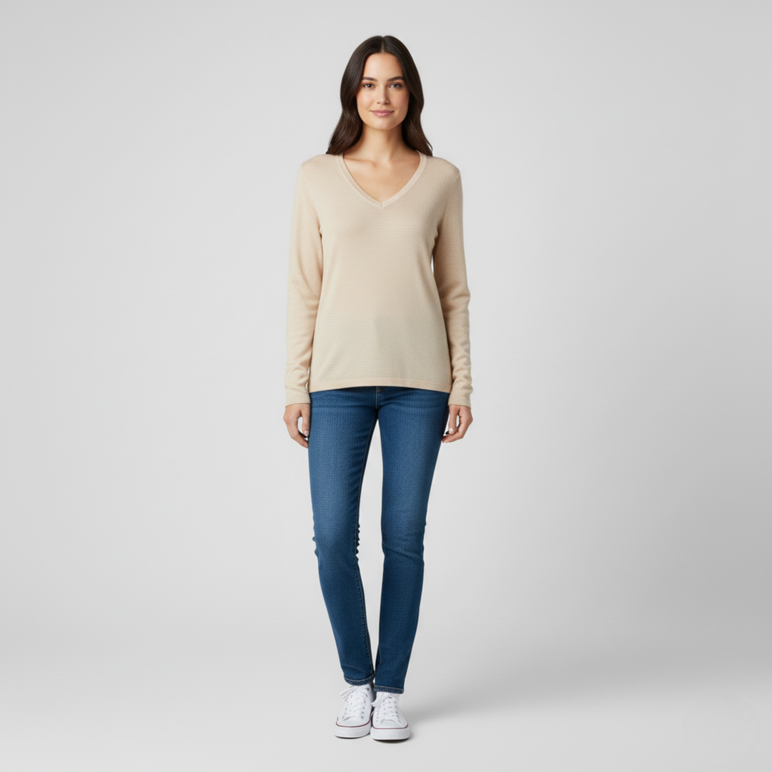 Donna Elegante Scollo a V Morbido