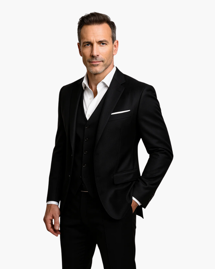 Completo Uomo Due Pezzi Tessuto Elegante Vestibilità Classica