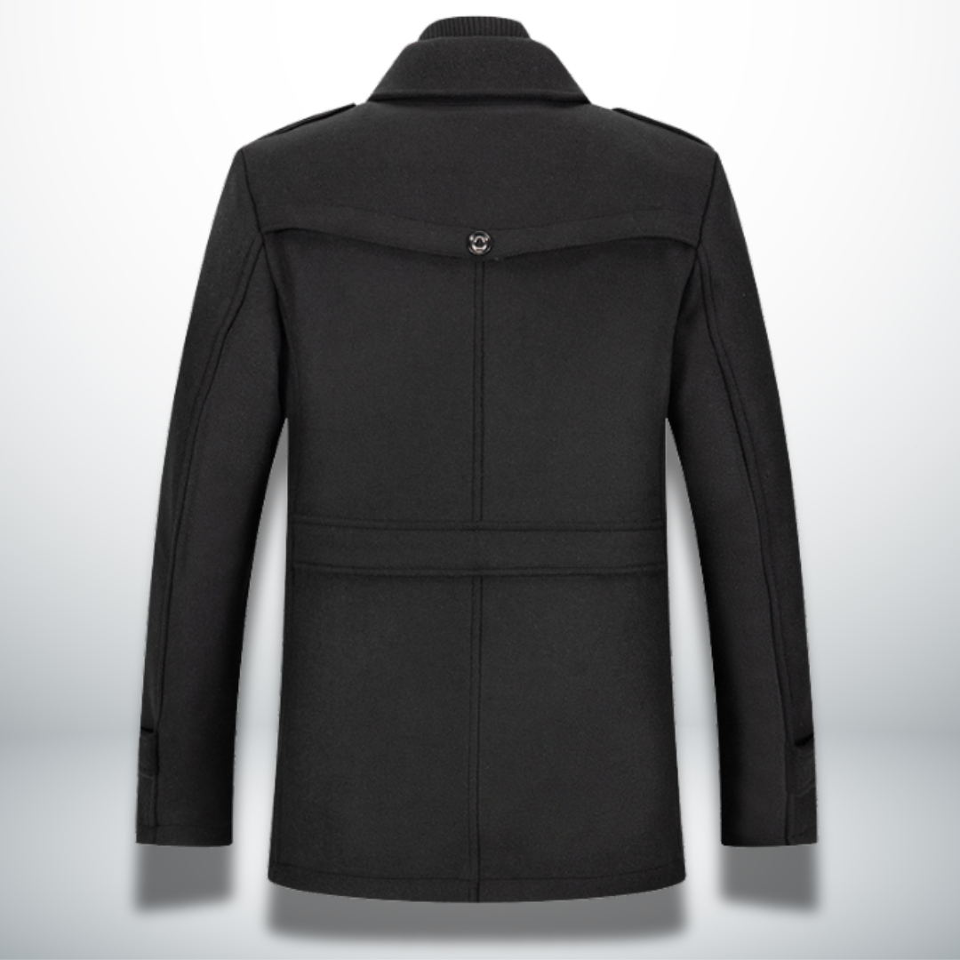 Cappotto Uomo in Misto Lana con Doppio Collo e Chiusura con Cerniera